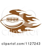 Clipart Of A Brown American Football With Tribal Flames 5 Royalty Free Vector Illustration