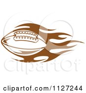 Clipart Of A Brown American Football With Tribal Flames 6 Royalty Free Vector Illustration