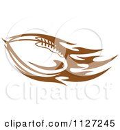 Clipart Of A Brown American Football With Tribal Flames 7 Royalty Free Vector Illustration