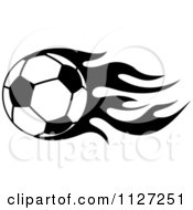 Poster, Art Print Of Black And White Soccer Ball With Tribal Flames 8