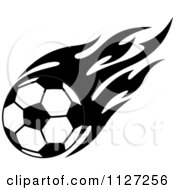 Poster, Art Print Of Black And White Soccer Ball With Tribal Flames 2