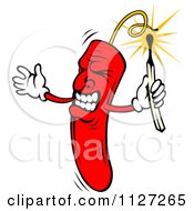 Clipart Of An Angry Dynamite Mascot Using A Match To Light A Fuse Royalty Free Vector Illustration by Vector Tradition SM