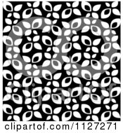 Clipart Of A Seamless Black And White Leaf Background Pattern Royalty Free Vector Illustration