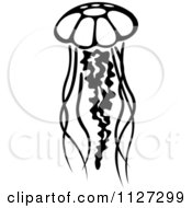 Clipart Of A Black And White Jellyfish 1 Royalty Free Vector Illustration by Vector Tradition SM