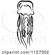 Clipart Of A Black And White Jellyfish 5 Royalty Free Vector Illustration