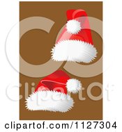 Clipart Of Two Christmas Santa Hats On Brown 3 Royalty Free Vector Illustration
