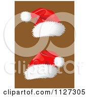 Clipart Of Two Christmas Santa Hats On Brown 2 Royalty Free Vector Illustration