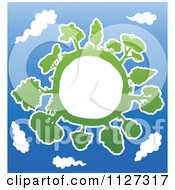 Clipart Of A Tree Globe Frame Over Blue Sky Royalty Free Vector Illustration