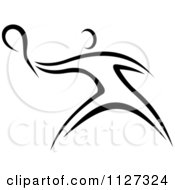 Clipart Of A Black And White Tennis Player Royalty Free Vector Illustration