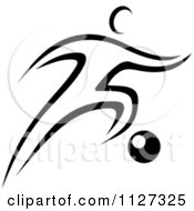 Clipart Of A Black And White Soccer Player Royalty Free Vector Illustration by Vector Tradition SM