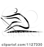 Clipart Of A Black And White Rower Royalty Free Vector Illustration