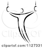 Clipart Of A Black And White Gymnast On STeady Rings Royalty Free Vector Illustration