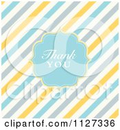 Clipart Of A Thank You Frame Over Diagonal Yellow Blue Gray And White Stripes Royalty Free Vector Illustration