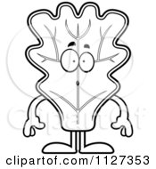 Cartoon Of An Outlined Surprised Lettuce Mascot Royalty Free Vector Clipart