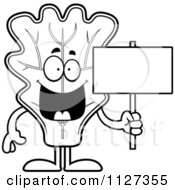 Poster, Art Print Of Outlined Lettuce Mascot Holding A Sign