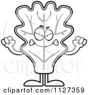 Cartoon Of An Outlined Angry Lettuce Mascot Royalty Free Vector Clipart by Cory Thoman