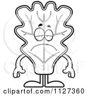 Cartoon Of An Outlined Depressed Lettuce Mascot Royalty Free Vector Clipart