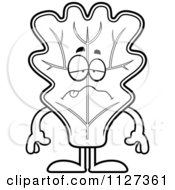 Cartoon Of An Outlined Sick Lettuce Mascot Royalty Free Vector Clipart by Cory Thoman