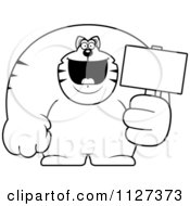 Poster, Art Print Of Outlined Buff Cat Holding A Sign 2