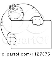 Poster, Art Print Of Outlined Buff Cat Holding A Sign 1