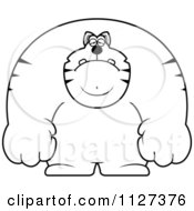 Cartoon Of An Outlined Depressed Buff Cat Royalty Free Vector Clipart