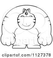 Cartoon Of An Outlined Buff Cat Royalty Free Vector Clipart