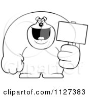 Poster, Art Print Of Outlined Buff Bear Holding A Sign 2