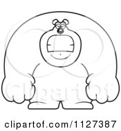 Cartoon Of An Outlined Angry Buff Bear Royalty Free Vector Clipart