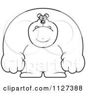 Cartoon Of An Outlined Depressed Buff Bear Royalty Free Vector Clipart
