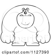 Cartoon Of An Outlined Buff Bear Royalty Free Vector Clipart