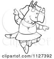 Poster, Art Print Of Outlined Robot Triceratops Dinosaur Ballerina Dancing