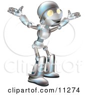 Friendly Futuristic Robot With His Arms Out Clipart Illustration by AtStockIllustration