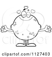 Cartoon Of An Outlined Loving Lemon Or Lime Mascot With Open Arms Royalty Free Vector Clipart by Cory Thoman