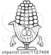 Outlined Happy Corn Mascot