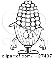 Outlined Surprised Corn Mascot