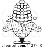 Cartoon Of An Outlined Loving Corn Mascot With Open Arms Royalty Free Vector Clipart by Cory Thoman