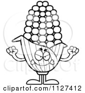 Outlined Angry Corn Mascot