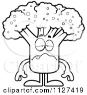 Cartoon Of An Outlined Sick Broccoli Mascot Royalty Free Vector Clipart by Cory Thoman