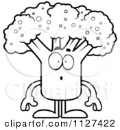 Cartoon Of An Outlined Depressed Broccoli Mascot Royalty Free Vector Clipart by Cory Thoman