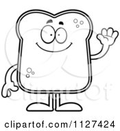 Outlined Friendly Bread Character Waving