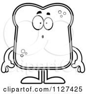 Cartoon Of An Outlined Surprised Bread Character Royalty Free Vector Clipart by Cory Thoman