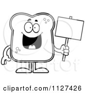 Poster, Art Print Of Outlined Bread Character Holding A Sign