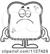 Cartoon Of An Outlined Depressed Bread Character Royalty Free Vector Clipart by Cory Thoman