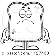 Cartoon Of An Outlined Sick Bread Character Royalty Free Vector Clipart by Cory Thoman