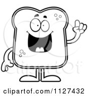 Cartoon Of An Outlined Bread Character With An Idea Royalty Free Vector Clipart by Cory Thoman