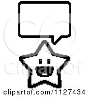 Poster, Art Print Of Outlined Happy 8bit Pixelated Talking Star