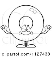 Cartoon Of An Outlined Angry Donut Mascot Royalty Free Vector Clipart