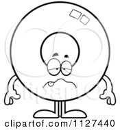 Cartoon Of An Outlined Sick Donut Mascot Royalty Free Vector Clipart by Cory Thoman