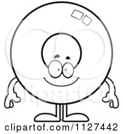 Cartoon Of An Outlined Happy Donut Mascot Royalty Free Vector Clipart by Cory Thoman