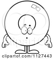 Cartoon Of An Outlined Surprised Donut Mascot Royalty Free Vector Clipart